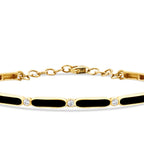 Gold Schwarz Emaille Armreif mit Stein