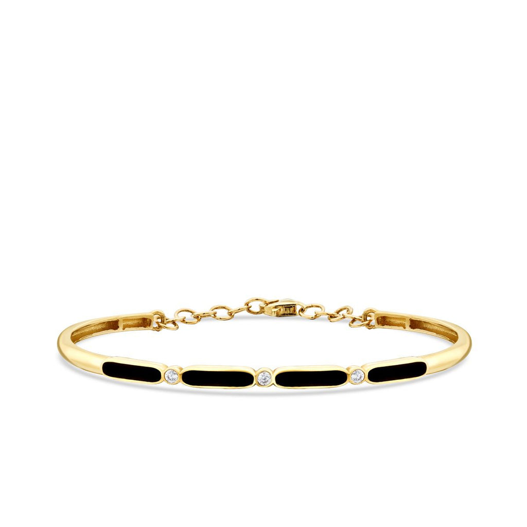 Gold Schwarz Emaille Armreif mit Stein