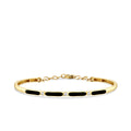 Gold Schwarz Emaille Armreif mit Stein