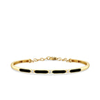 Gold Schwarz Emaille Armreif mit Stein
