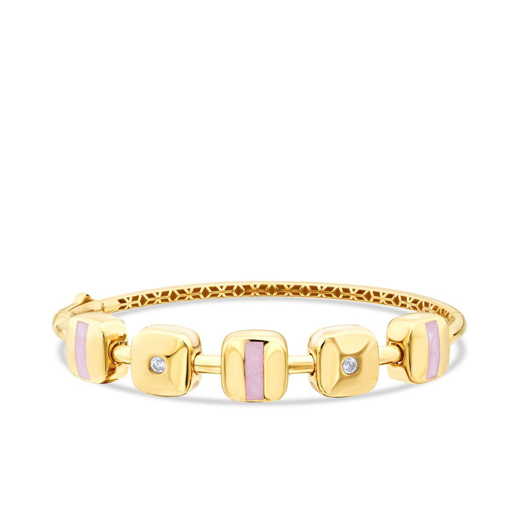 Gold Rosa Emaille Quadrat Armreif