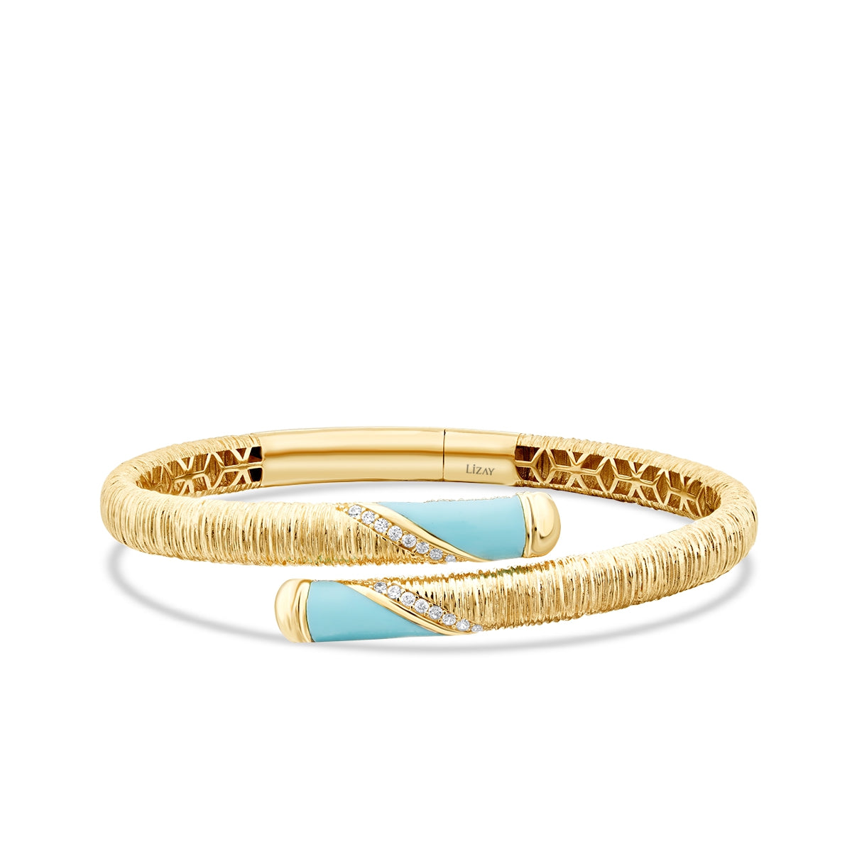 Gold Blau Emaille Detailliert Armreif