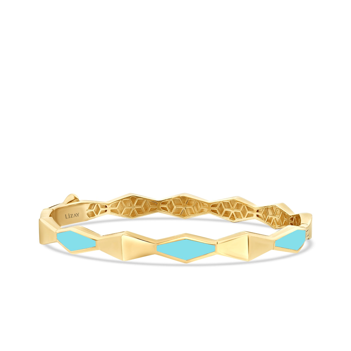 Gold Türkis Emaille Geometrisch Armreif