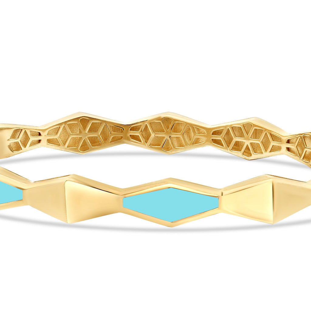 Gold Türkis Emaille Geometrisch Armreif