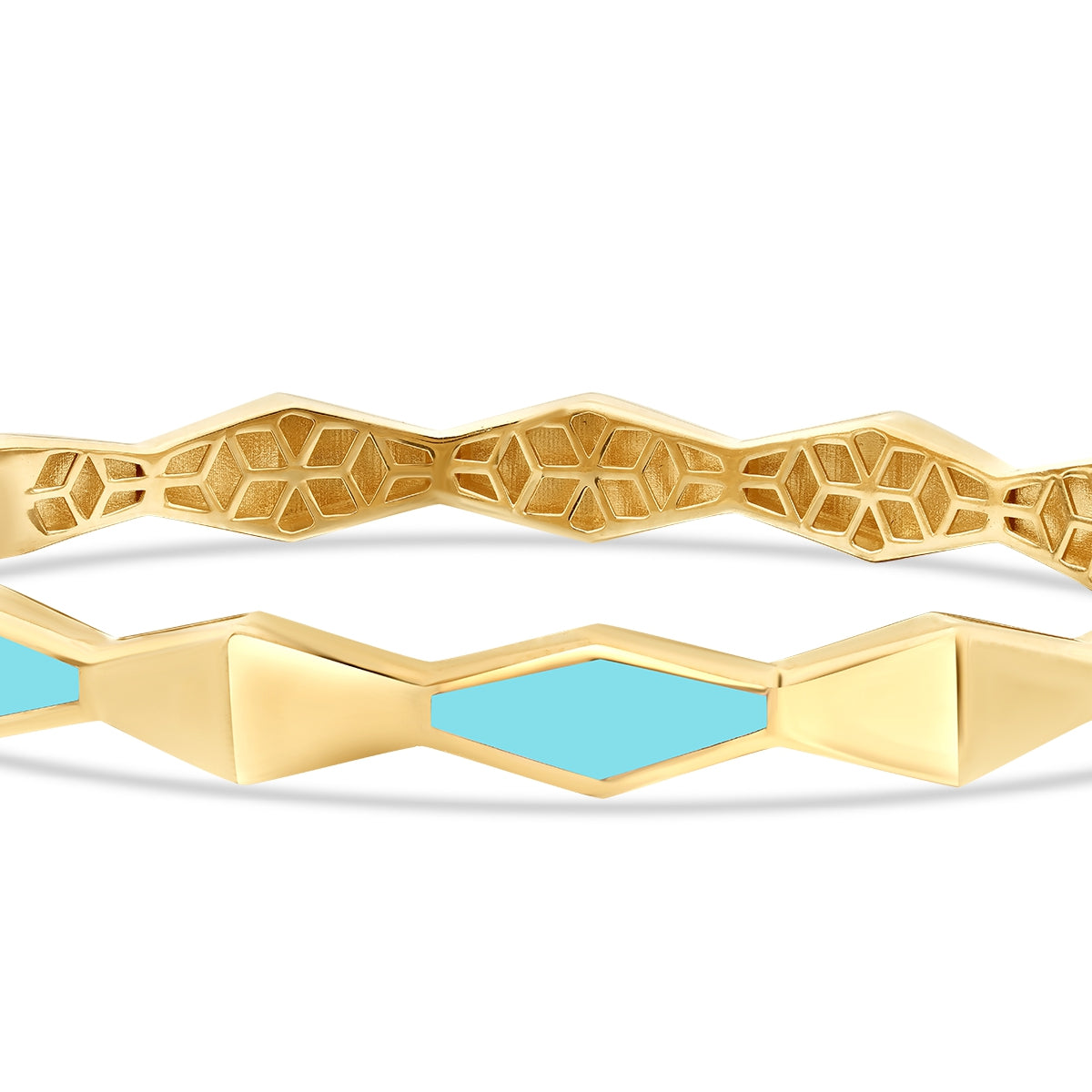 Gold Türkis Emaille Geometrisch Armreif
