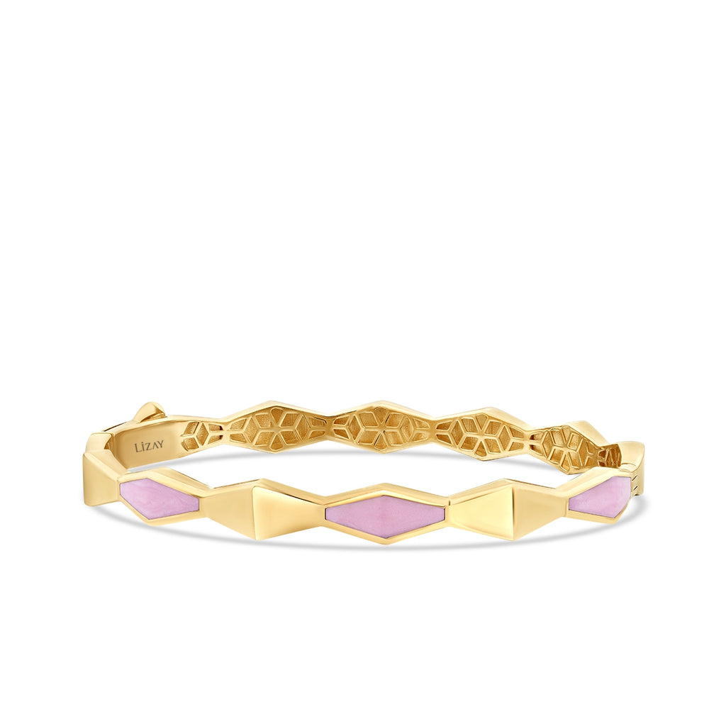 Gold Rosa Emaille Geometrisch Armreif
