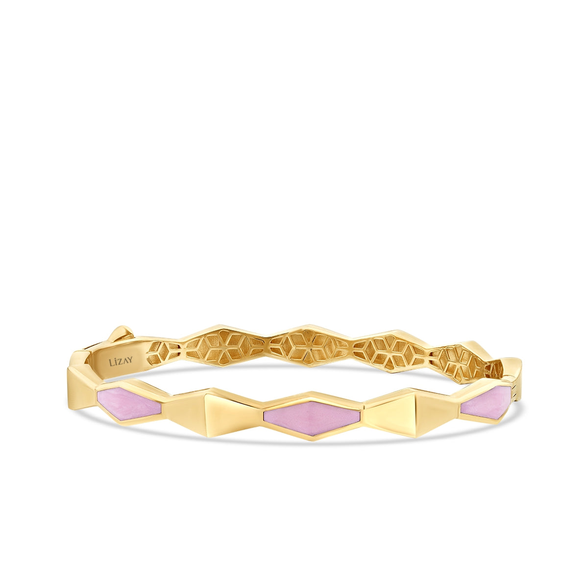 Gold Rosa Emaille Geometrisch Armreif