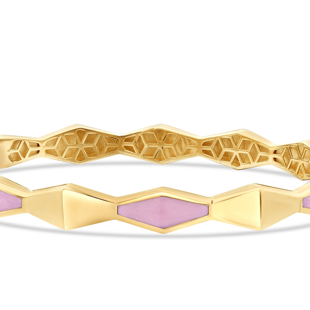 Gold Rosa Emaille Geometrisch Armreif