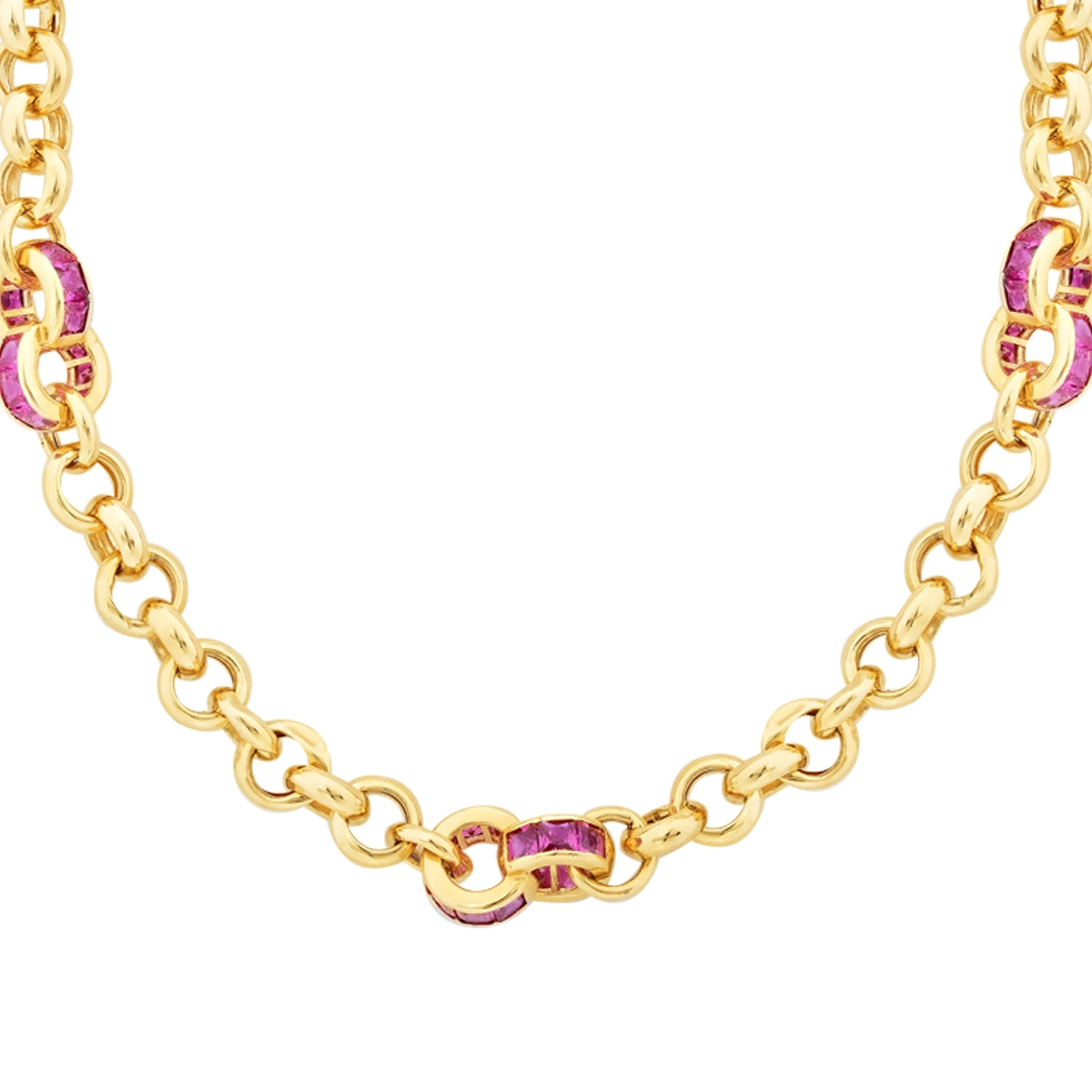 Gold Fuchsia Grobe Gliederkette