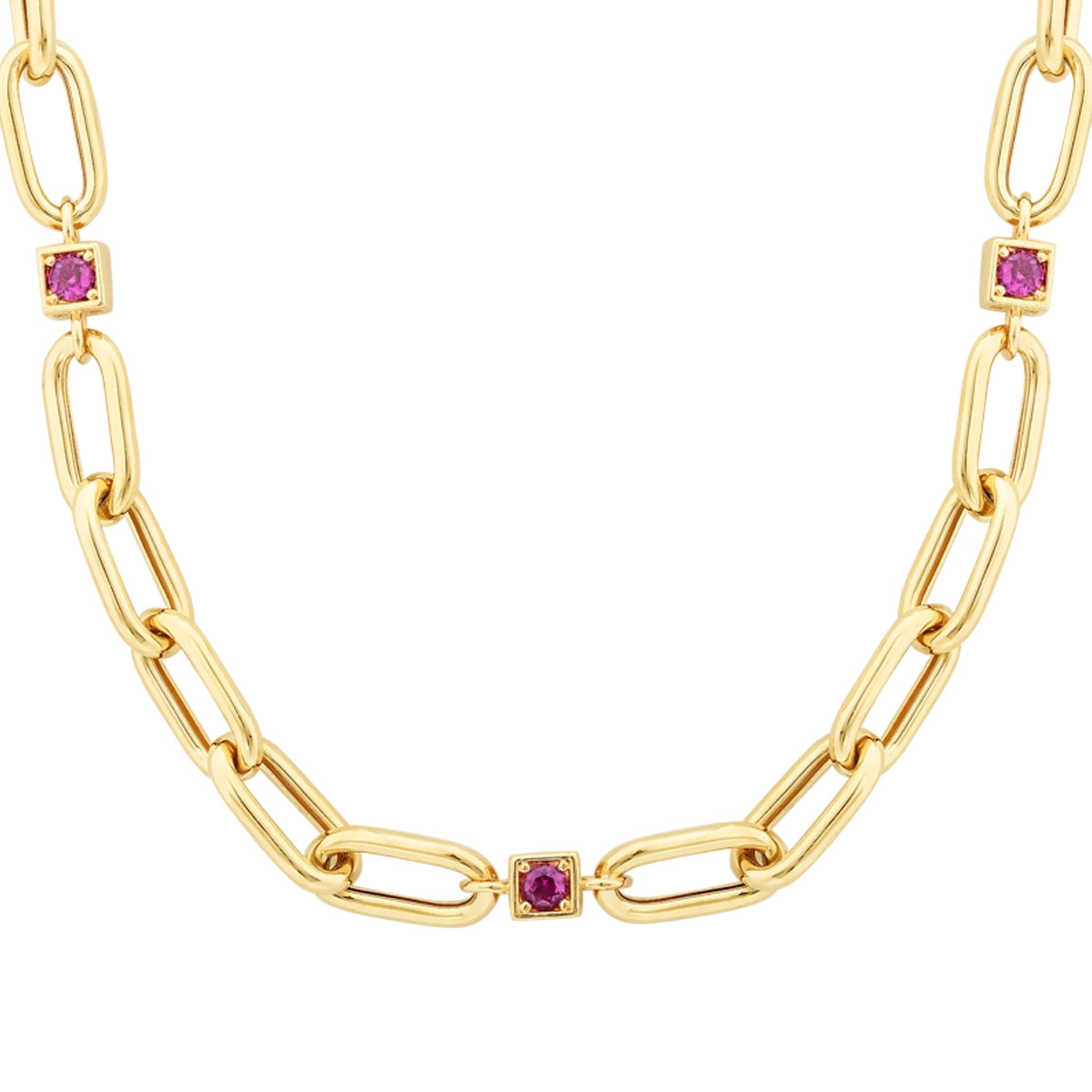 Gold Detailreiches Gliederkette mit Fuchsia Stein
