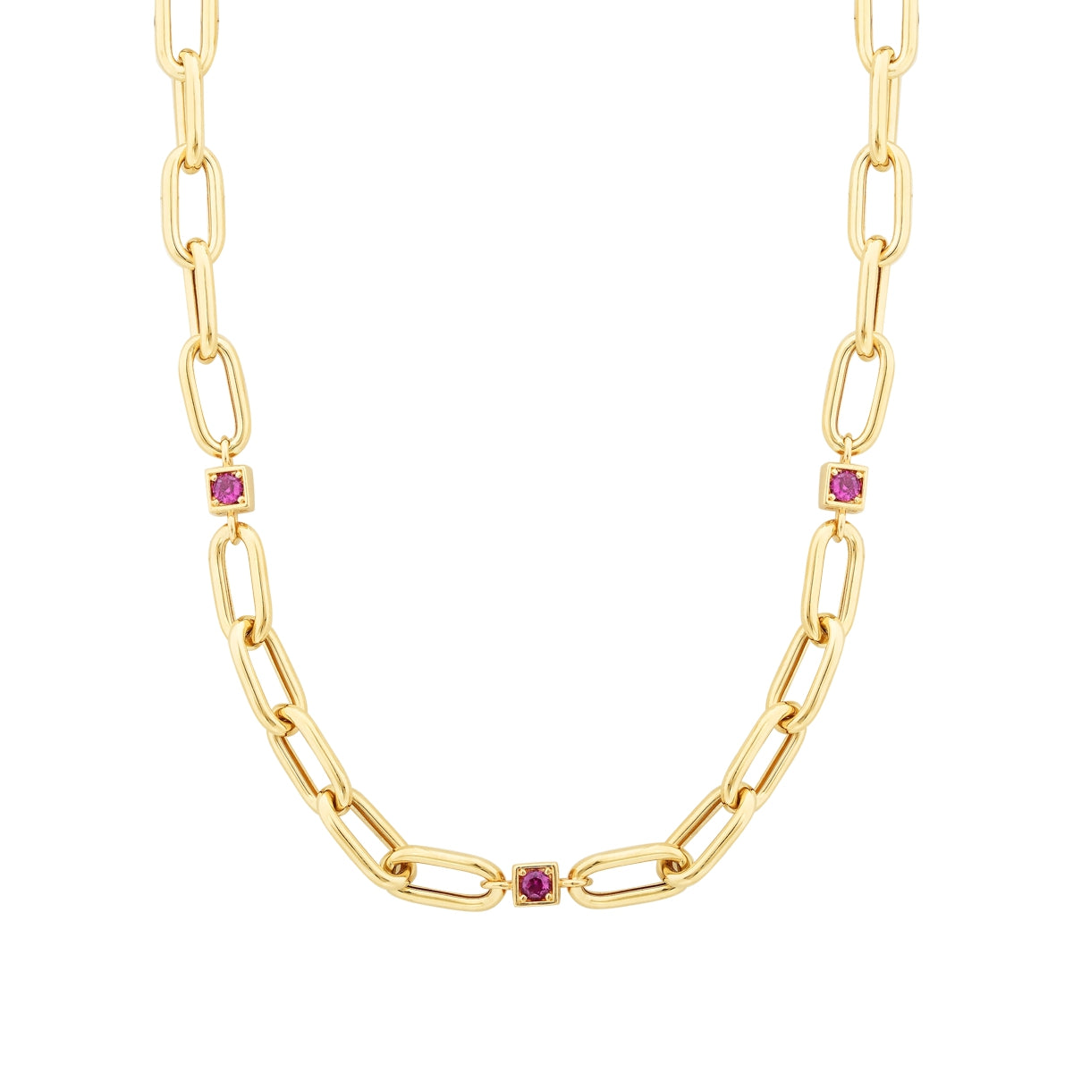 Gold Detailreiches Gliederkette mit Fuchsia Stein