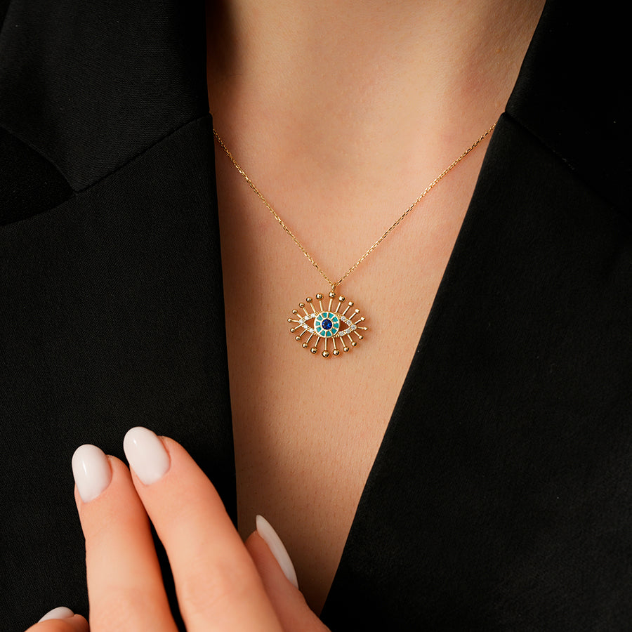 Gold Emaille Nazar Halskette