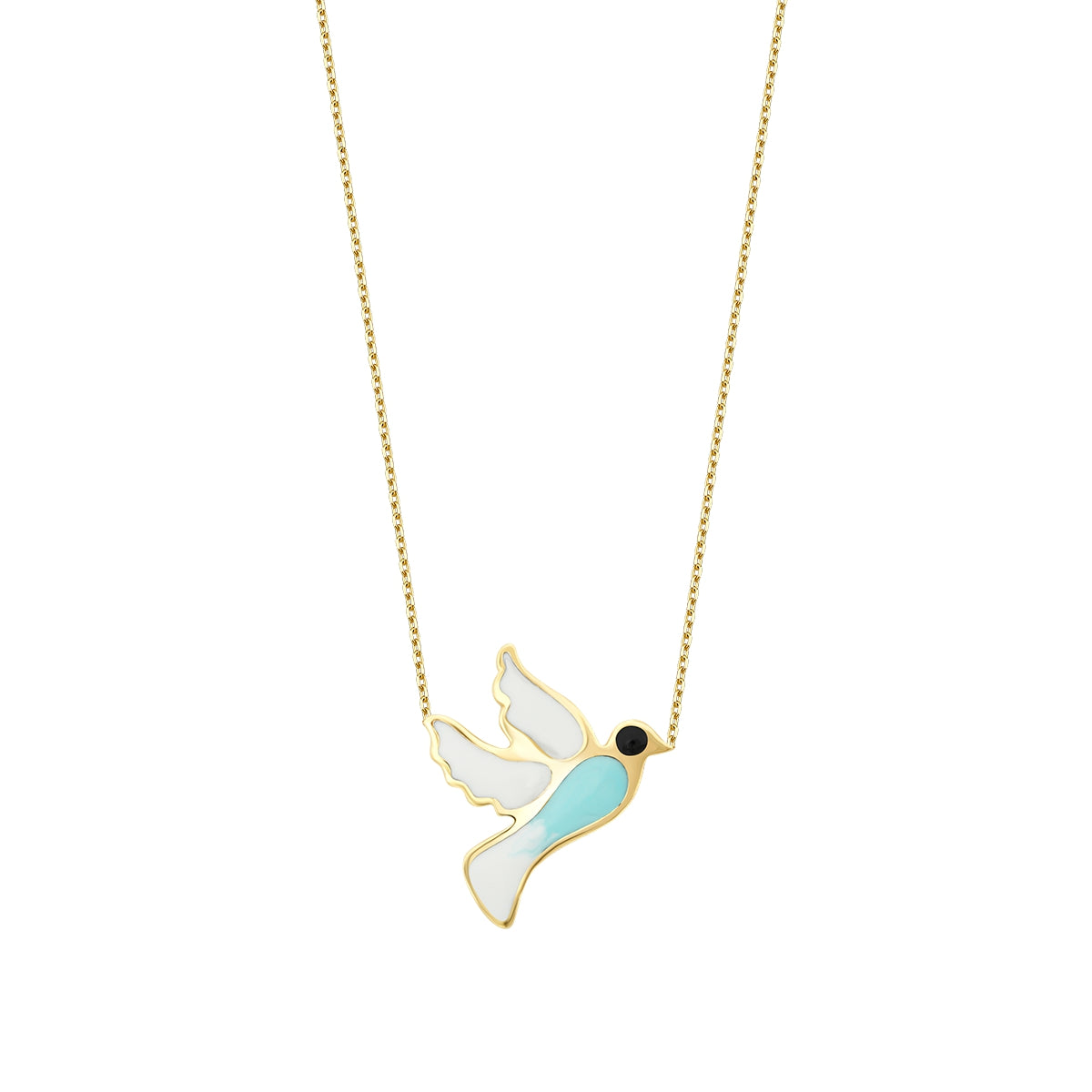 Gold Emaille Taube Halskette