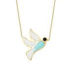 Gold Emaille Taube Halskette