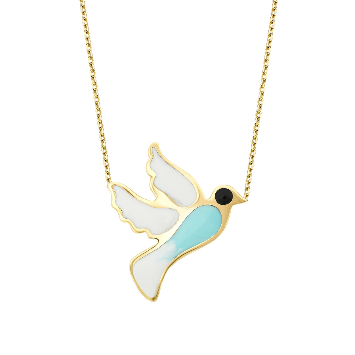 Gold Emaille Taube Halskette