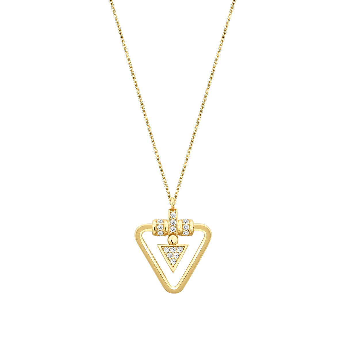 Gold Stein Dreiecksform Trend Halskette