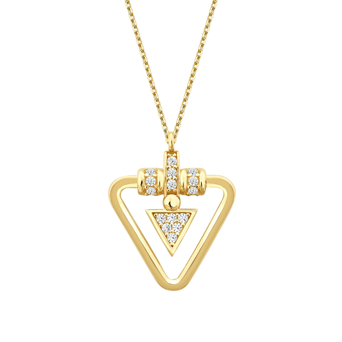 Gold Stein Dreiecksform Trend Halskette