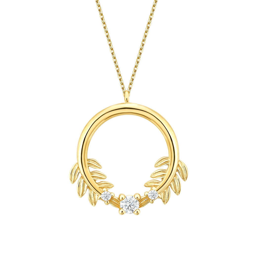 Gold Blatt Rund Halskette