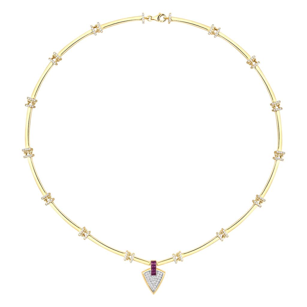 Gold Fuchsia Stein Dreiecksform Trend Halskette
