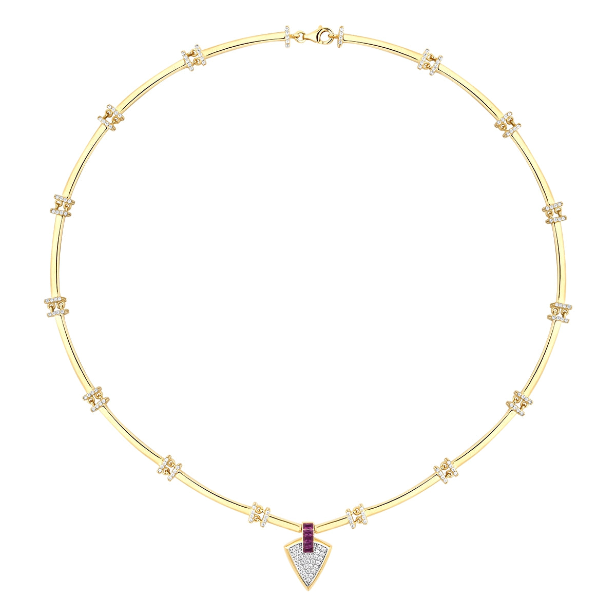 Gold Fuchsia Stein Dreiecksform Trend Halskette