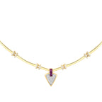 Gold Fuchsia Stein Dreiecksform Trend Halskette