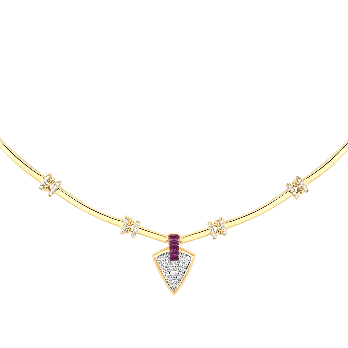Gold Fuchsia Stein Dreiecksform Trend Halskette