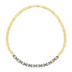 Gold Marineblau Emaille Stein Trend Halskette