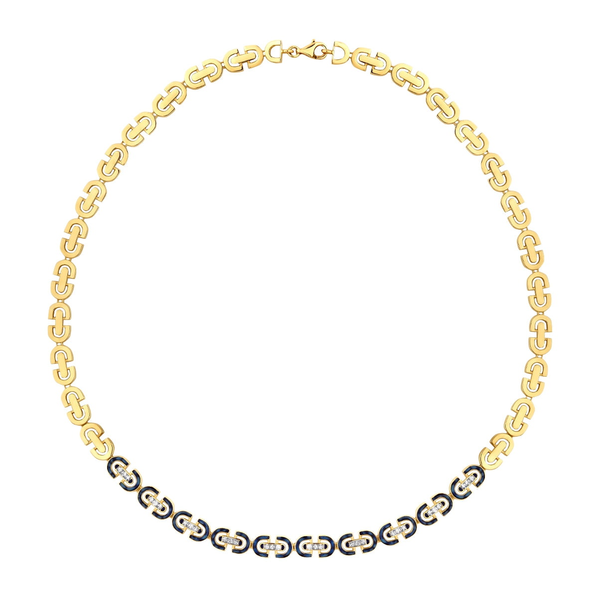 Gold Marineblau Emaille Stein Trend Halskette