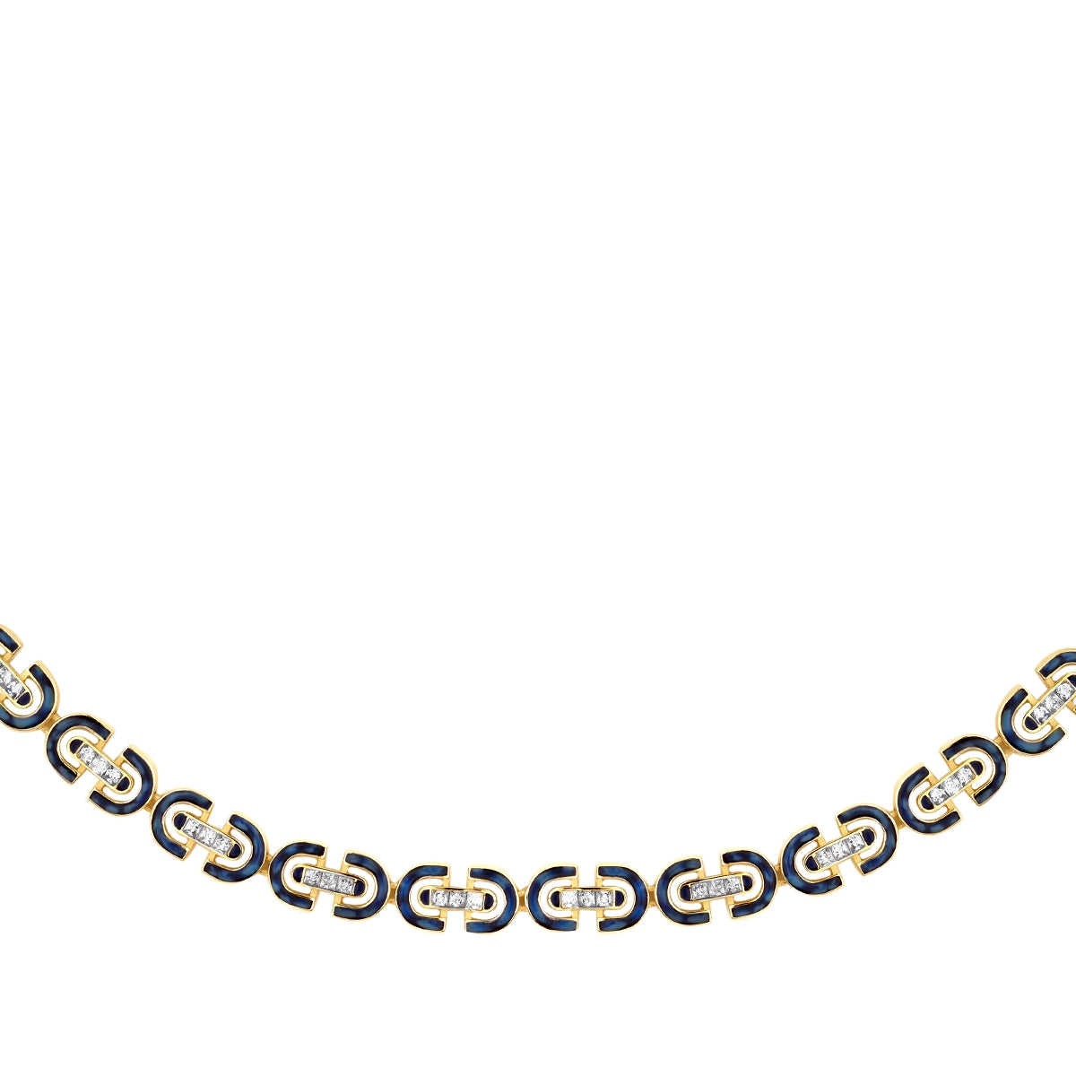 Gold Marineblau Emaille Stein Trend Halskette