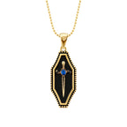 Gold Onyx Stein Schwert Herren Halskette