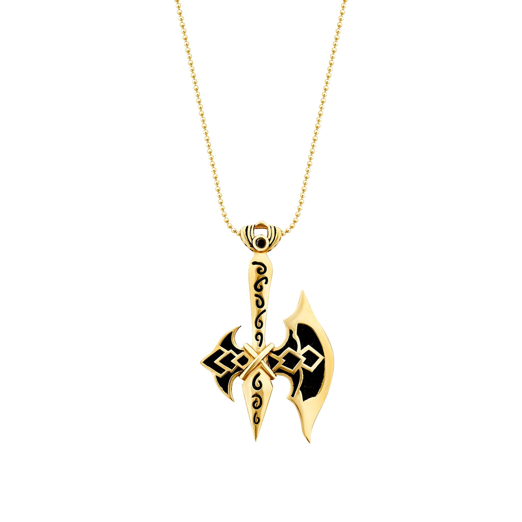 Gold Onyx Stein Axt Herren Halskette