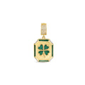 Gold Glück Clover Grün Emaille Anhänger mit Stein