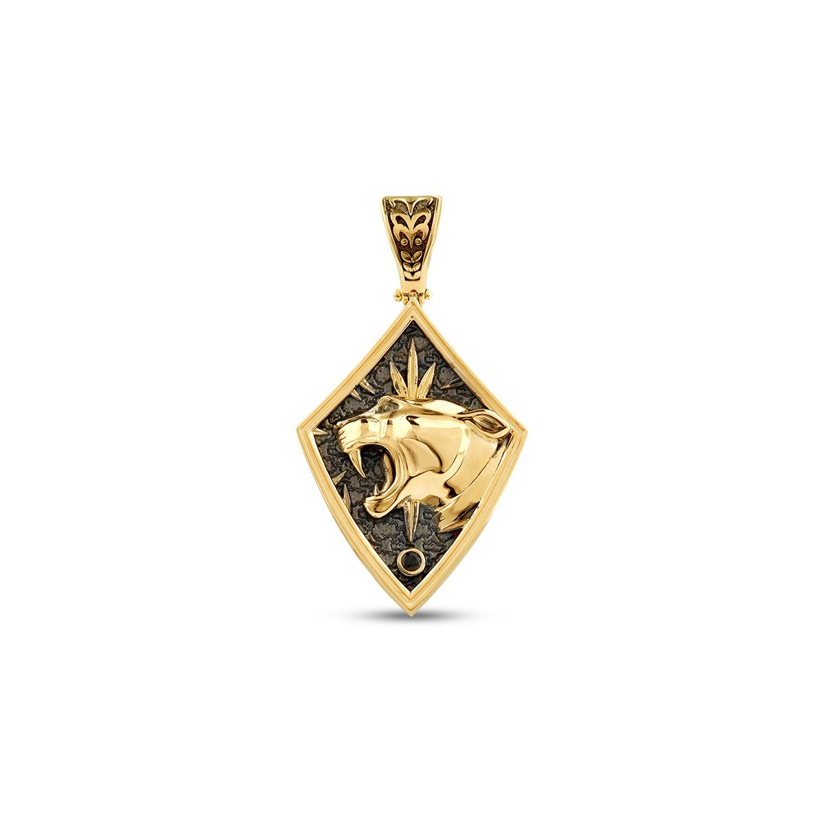 Gold Onyx Stein Armored Panther Anhänger