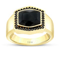 Gold Stein Schwarz Herren Ring