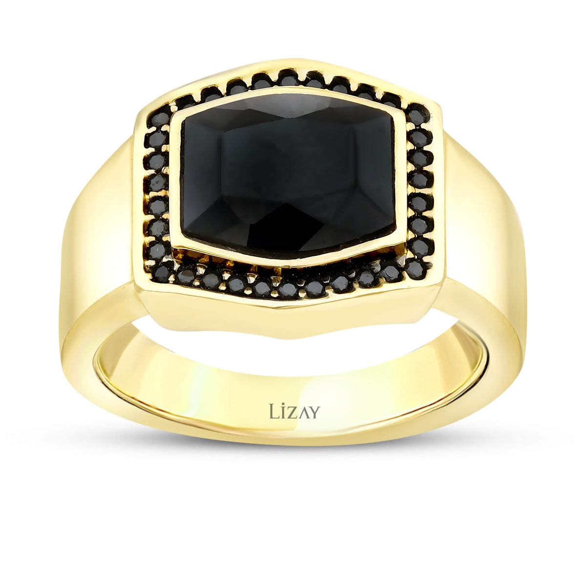 Gold Stein Schwarz Herren Ring