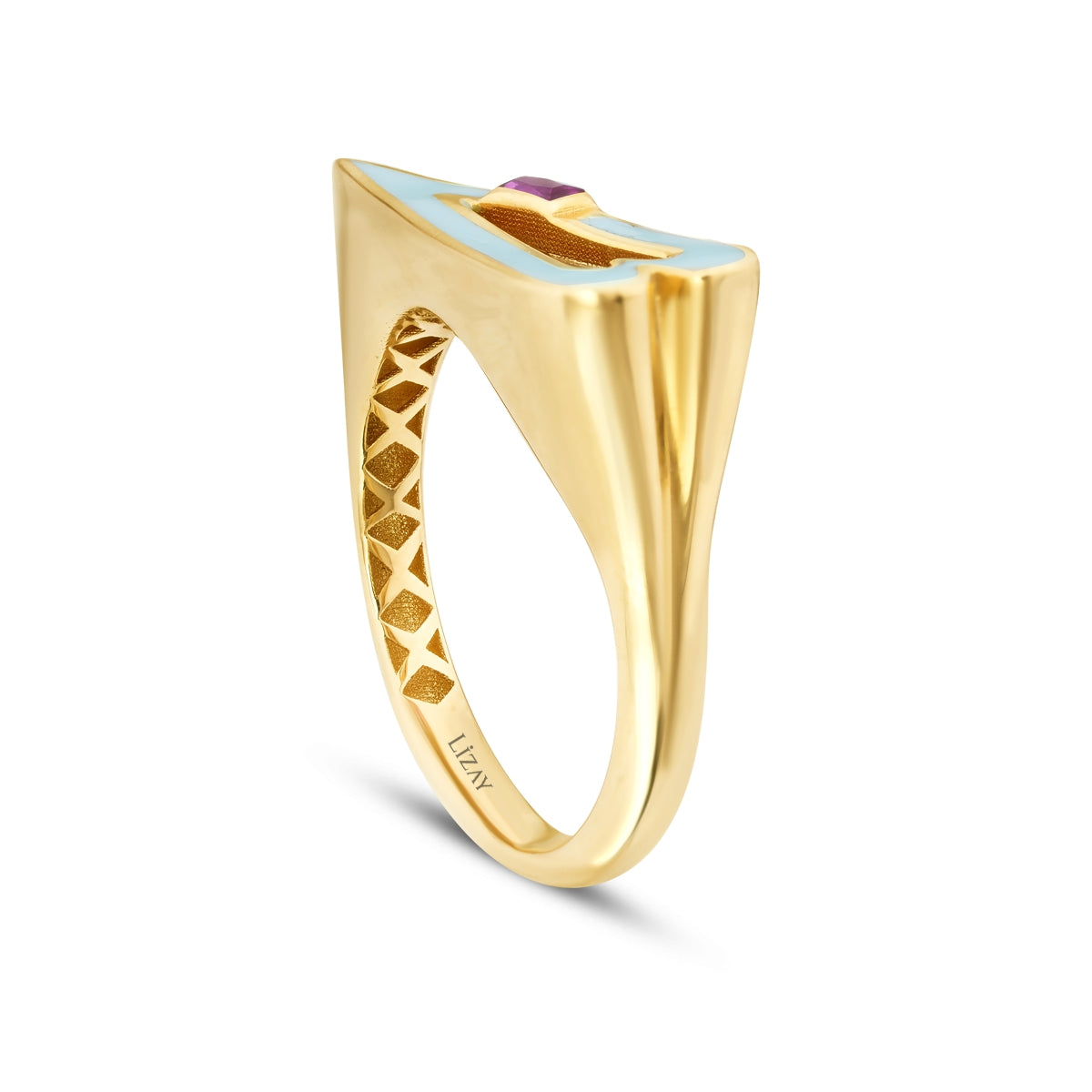 Gold Baguette Herz Ring mit Stein