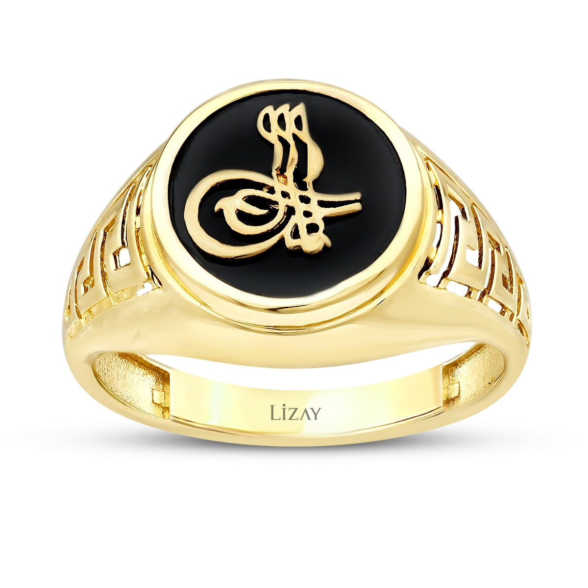 Gold Onyx mit Osmanisches Siegel Herren Ring
