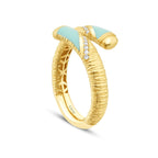 Gold Blau Emaille Detailliert Ring