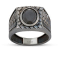 Gold Onyx Stein Gewebt Schwarz Herren Ring
