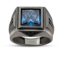 Gold Blau Onyx Schwarz Herren Ring