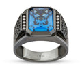 Gold Blau Onyx Schwarz Stein Herren Ring
