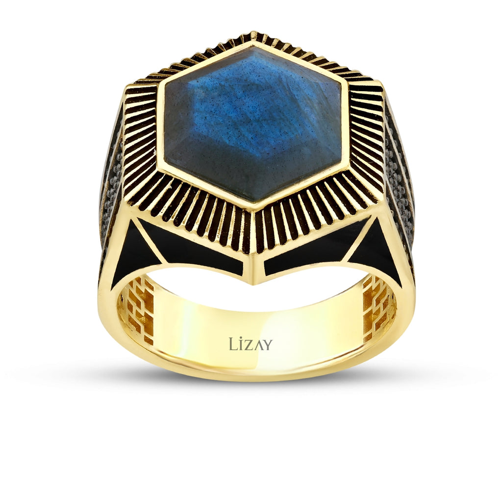 Gold Labradorite Geometrisch Ring