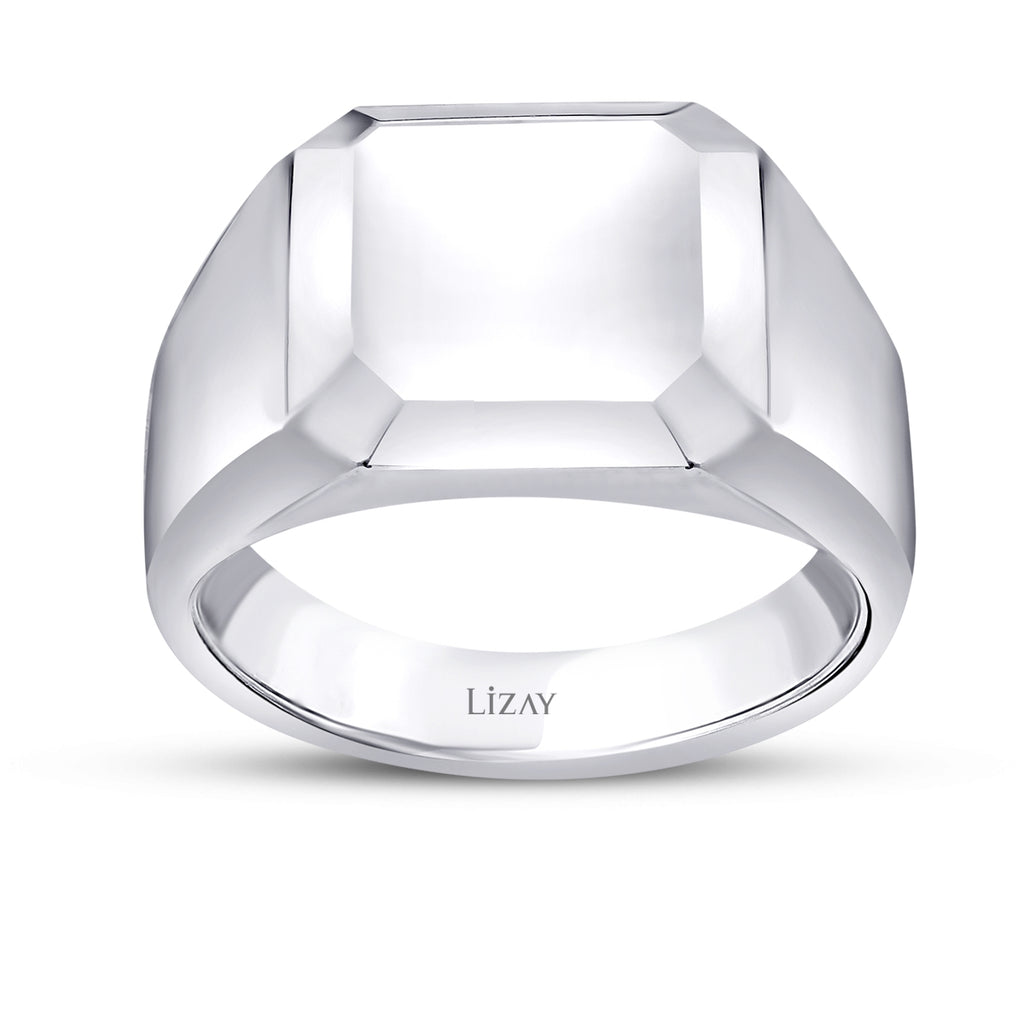 Gold Minimalist Rechteckig Herren Ring