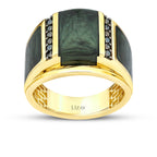 Gold Grün Perlmutt Emaille Herren Ring