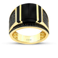 Gold Onyx Herren Ring mit Schwarz Details