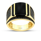 Gold Onyx Herren Ring mit Schwarz Details