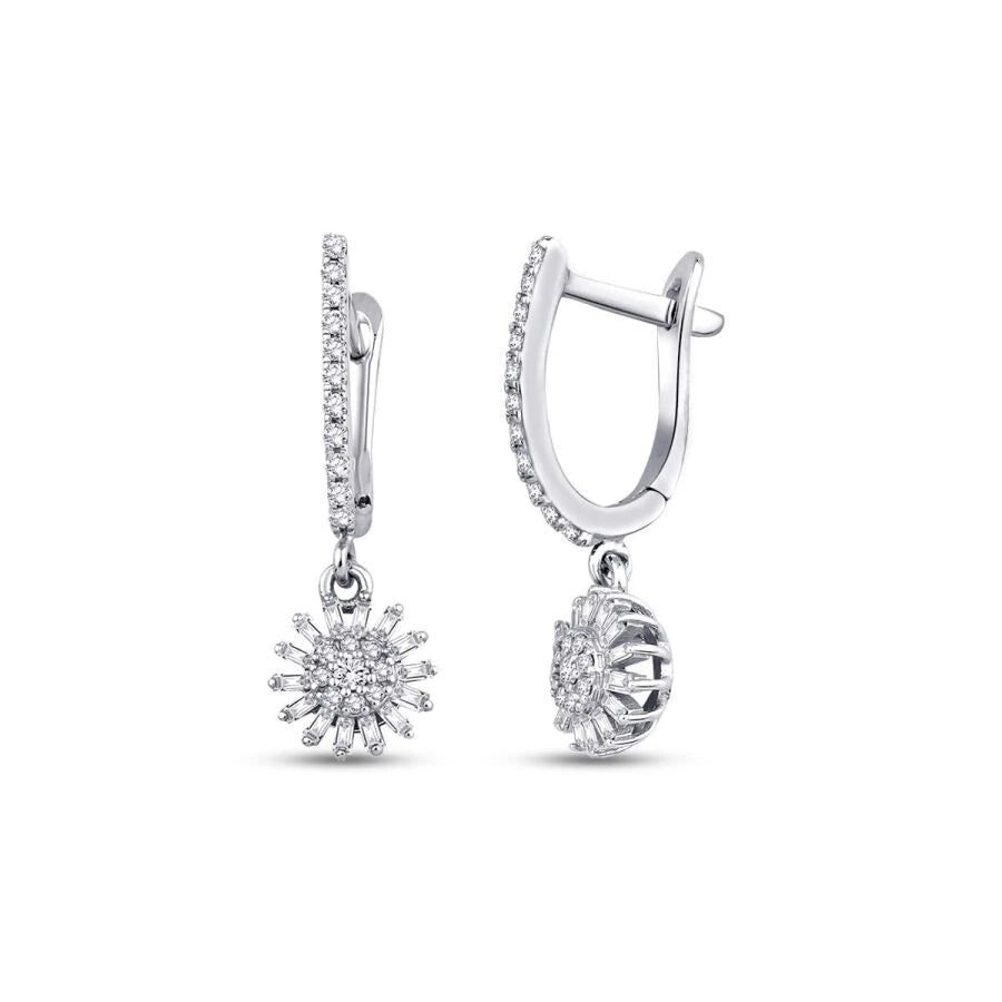 0.39 ct. Diamant Blumen Baguette Ohrringe