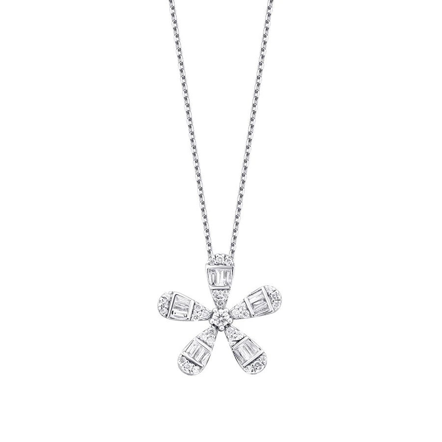 0.23 ct. Diamant Baguette Blumen Halskette