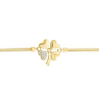 Gold Armband mit geprägter Kette und Kleeblatt
