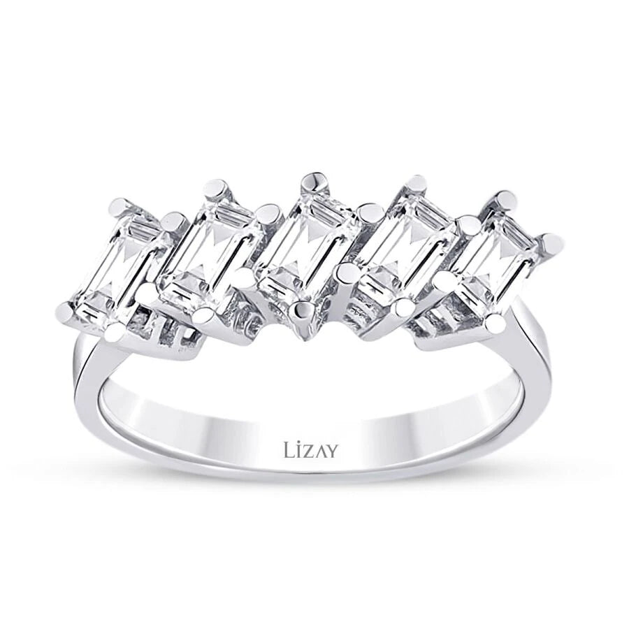 Gold Baguette Fünf-Stein Ring